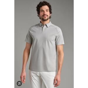 Rhone Men’s Performance Polo Shirt Stone Gray Short Sleeve Athletic Golf Medium